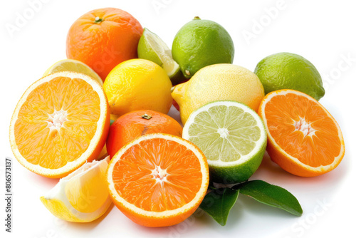 A medley of fresh citrus fruits  including oranges  lemons  and limes