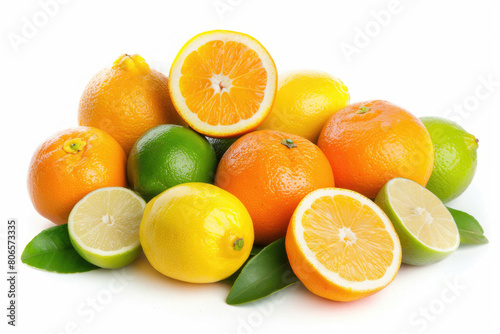 A medley of fresh citrus fruits  including oranges  lemons  and limes