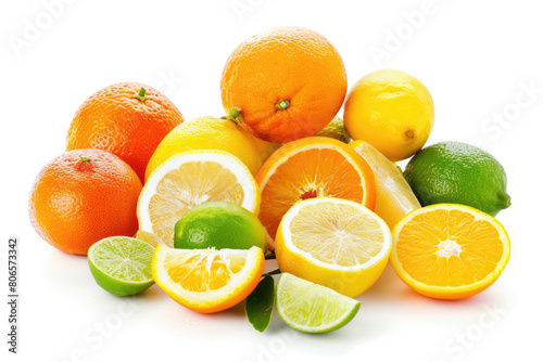 A medley of fresh citrus fruits  including oranges  lemons  and limes