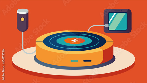 With its compact design and wireless functionality this charging station is perfect for small spaces and busy households.. Vector illustration