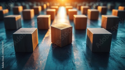 Collection of wooden blocks neatly arranged on a table surface