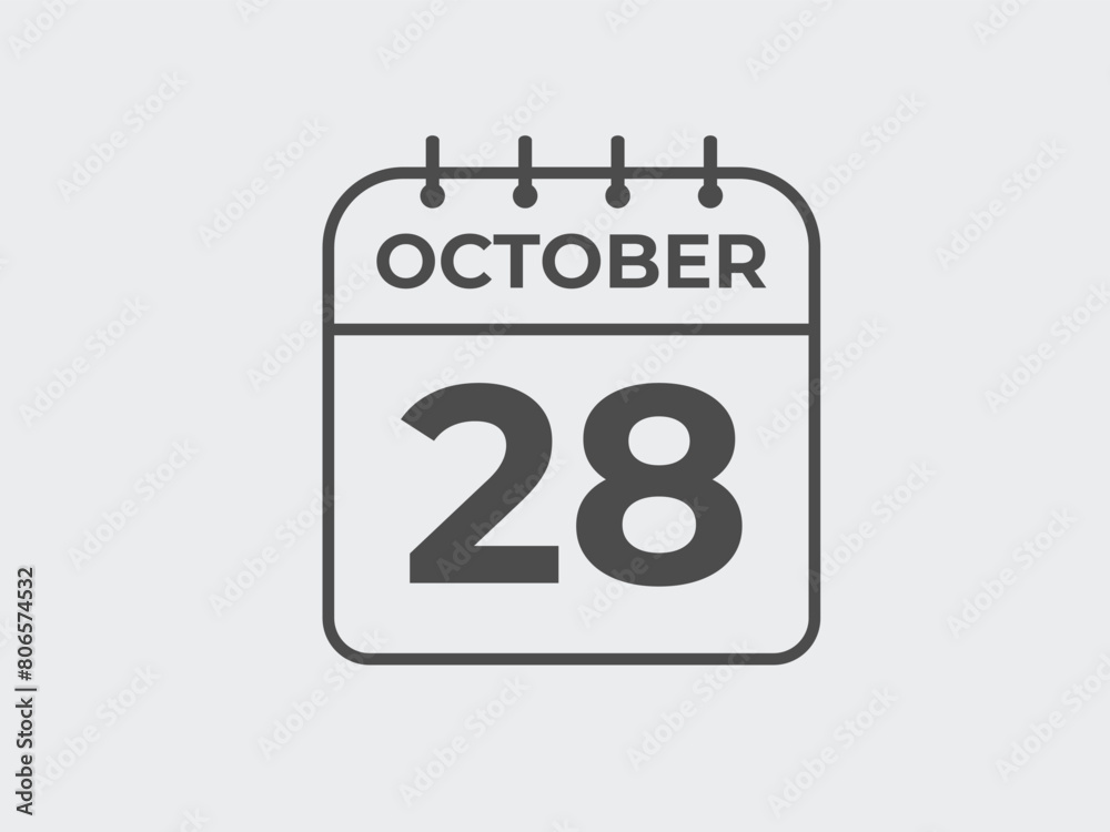 October  28 calendar reminder. 28 October  daily calendar icon template. Calendar 28 October  icon Design template. Vector illustration
