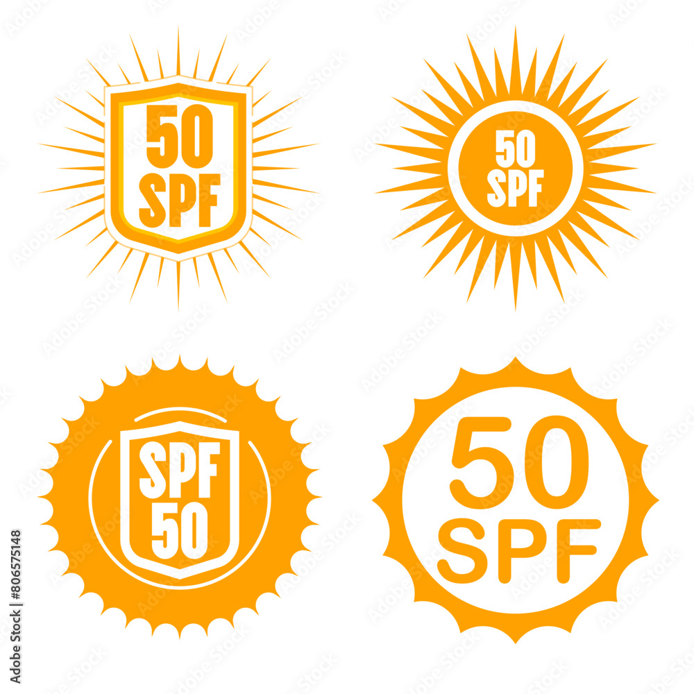 SPF 50 icon. UV protection. UVA UVB protection. SPF icon for sunscreen or skin cosmetics packaging. Vector Illustration. SPF 50 icon. UV protection. UVA UVB protection. SPF icon for sunscreen or skin cosmetics packaging. Vector Illustration.