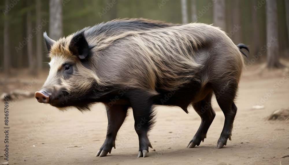 a-boar-with-its-tail-held-high-a-sign-of-dominanc-