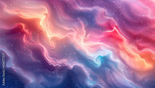  A background of swirling colors and patterns reminiscent of the cosmos, with hues of purple, blue, orange and red. Created with AI