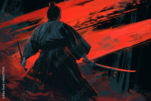 a samurai is running