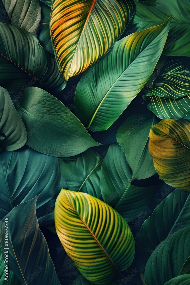 A tropical leaves,foliage plant with color space background A tropical leaves,foliage plant with color space background