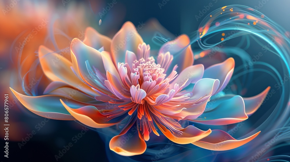 A 3D image of a new flower created by humans using crossbreeding techniques.
