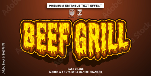 Text effect style beef grill