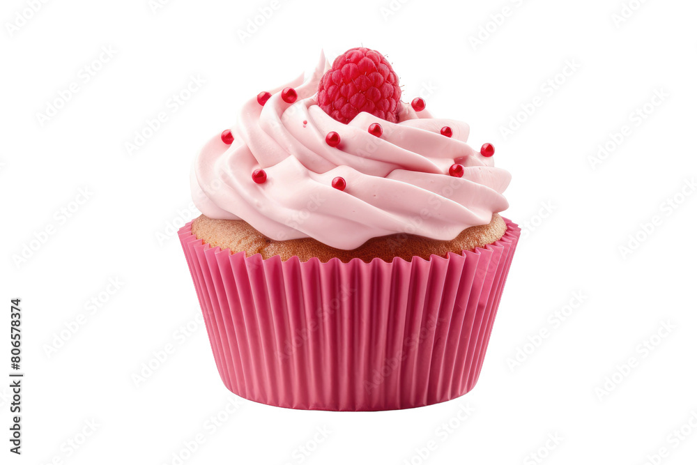 The Sweet Symphony: Pink Cupcake Delight on White or PNG Transparent Background. The Sweet Symphony: Pink Cupcake Delight on White or PNG Transparent Background.