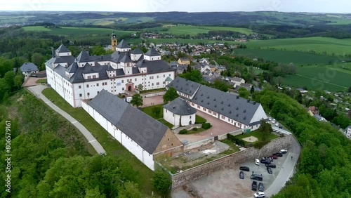 Schloss Stadt Augustusburg Erzgebirge Sachsen vogelperspektive