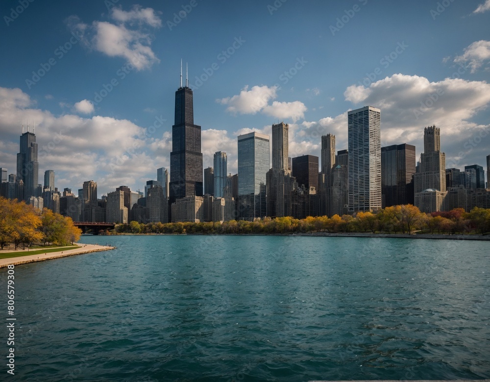 Witness the majestic skyline of Chicago, with its iconic skyscrapers such as the Willis Tower and the John Hancock Center towering over Lake Michigan
