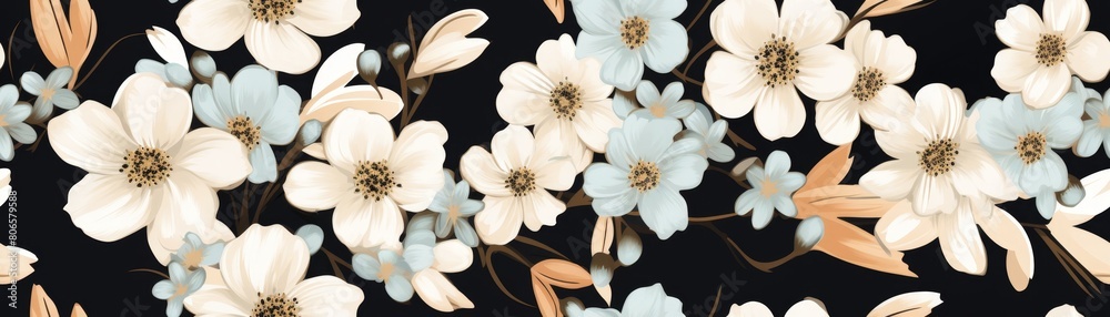 Seamless pattern with flowers and leaves Seamless pattern with flowers and leaves