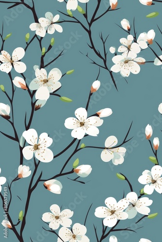 Seamless pattern with flowers and leaves