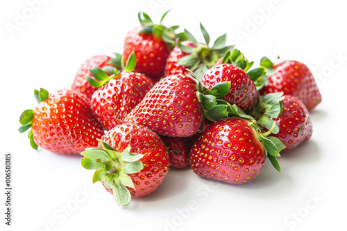 A cluster of freshly picked strawberries