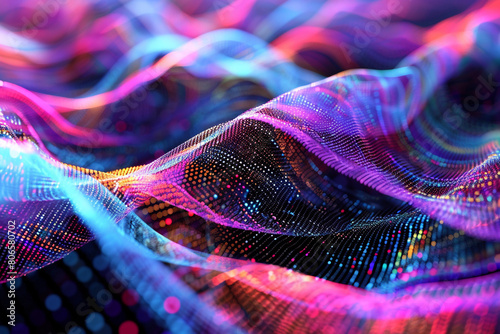 An intricate digital fabric woven with vibrant threads of communication in a color plexus style.