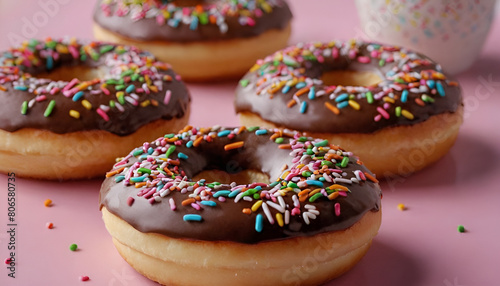 chocolate dip donut with sprinkles