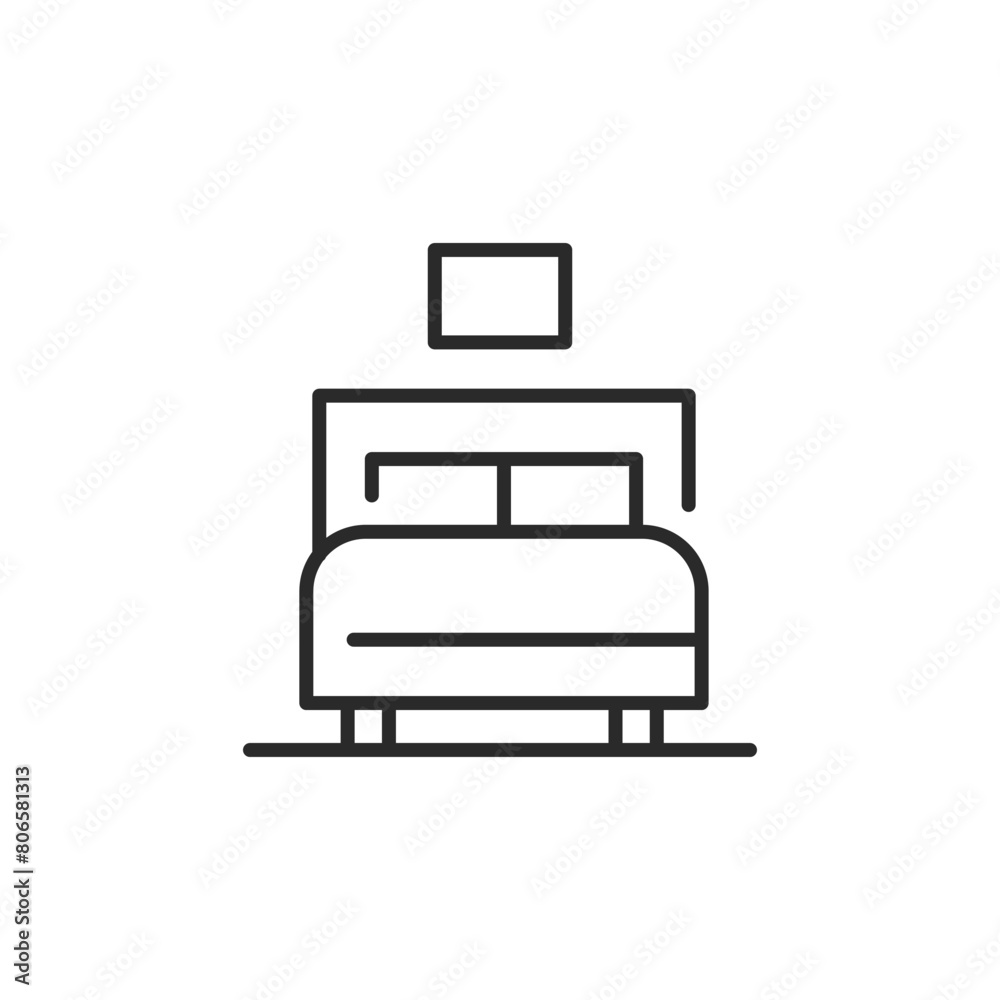 Double bed icon. Simple and modern icon illustrating a double bed with pillows and a headboard, suitable for use in interior design apps and home decor graphics. Vector illustration. Double bed icon. Simple and modern icon illustrating a double bed with pillows and a headboard, suitable for use in interior design apps and home decor graphics. Vector illustration.