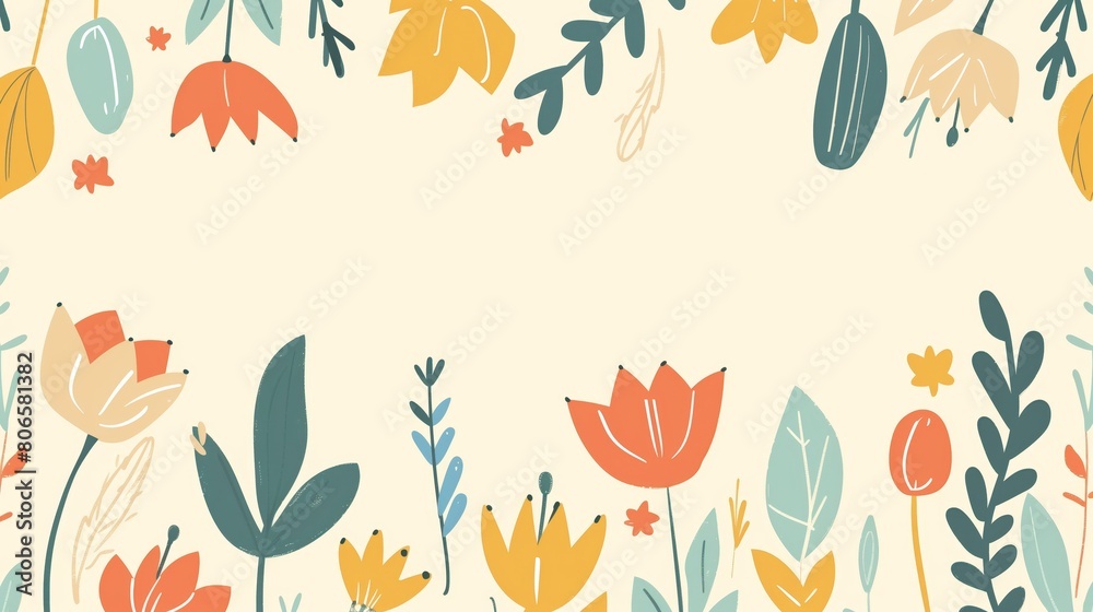 watercolor pastel poppy flowers pattern frame with copy space. watercolor pastel poppy flowers pattern frame with copy space.