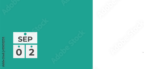 September  2 calendar reminder. 2 September  daily calendar icon template. Calendar 2 September  icon Design template. Vector illustration
