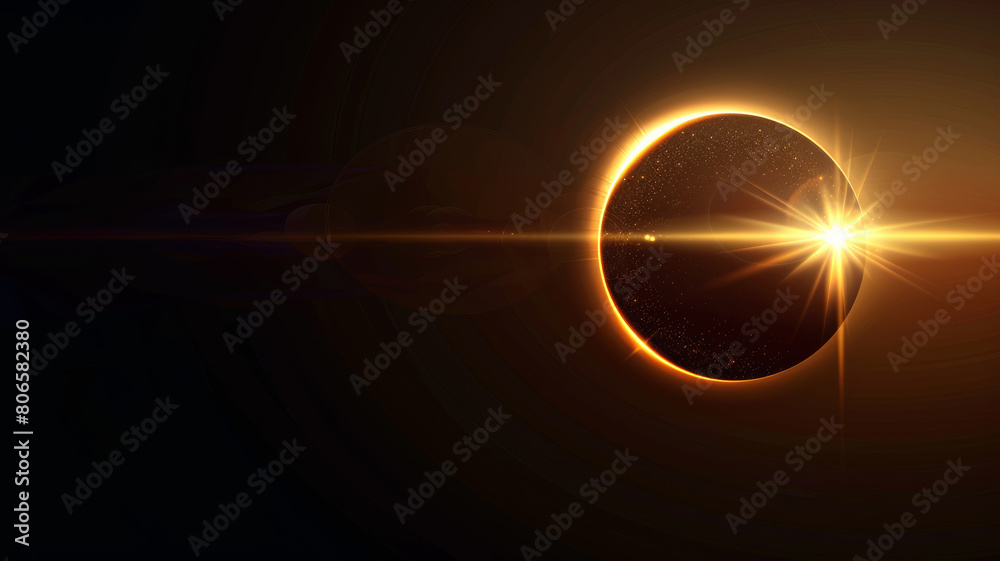 Obraz premium Solar Eclipse with Lens Flare on Black Background