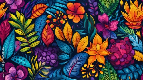 Pattern of a tropical artwork, with multicolored © JH45