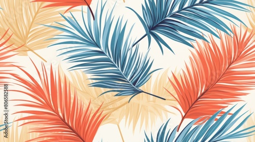 Palm branch trendy seamless pattern with hand drawn elements. Abstract tropical background. Great for fabric  textile Vector