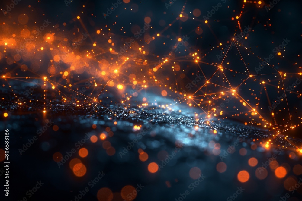 Fototapeta premium Networked Particles on a Digital Landscape