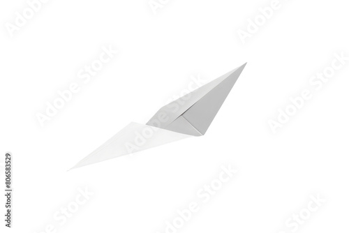 Ethereal Flight  A White Paper Airplane Soaring Through the Sky on White or PNG Transparent Background.