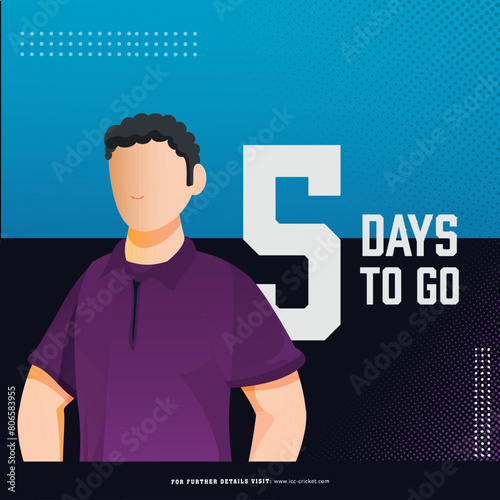 T20 cricket match to start from 5 days left based poster design with Scotland cricketer player character in national jersey.