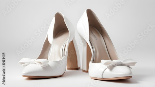 cream color heel shoes on white
