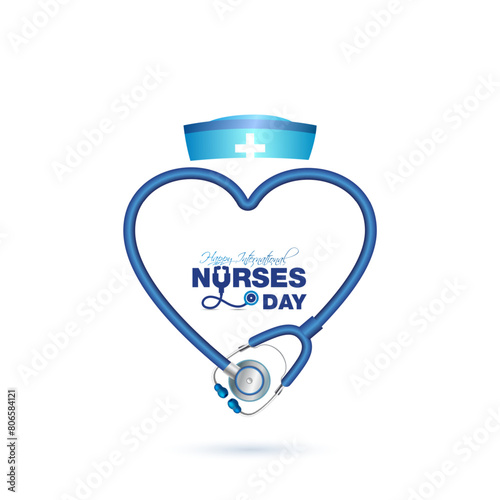 Nurses Day Vector greeting card design. Medical hospital nurses Recognition appreciation theme with International Nurses Day text. © New concept & ideas