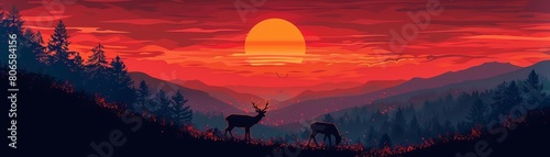 Imagine a breathtaking long shot sunset behind rolling hills