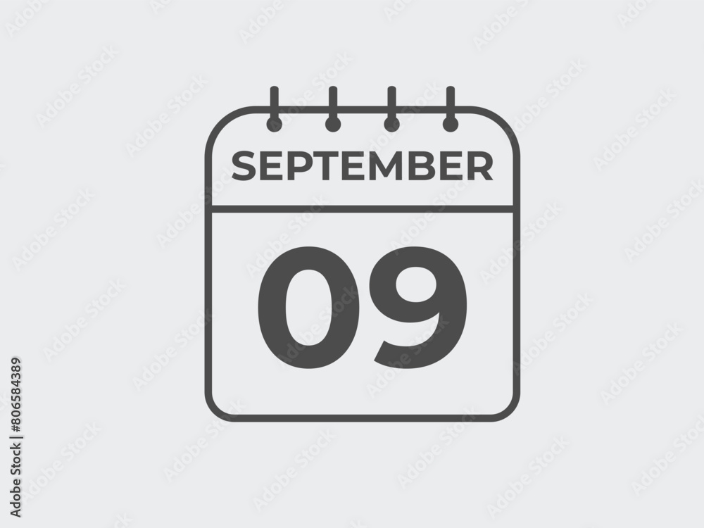 September 9 calendar reminder. 9 September daily calendar icon template. Calendar 9 September icon Design template. Vector illustration
September 9 calendar reminder. 9 September daily calendar icon template. Calendar 9 September icon Design template. Vector illustration