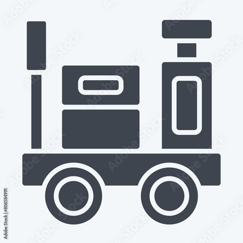 Icon Luggage Trolley. related to Train Station symbol. glyph style. simple design illustration