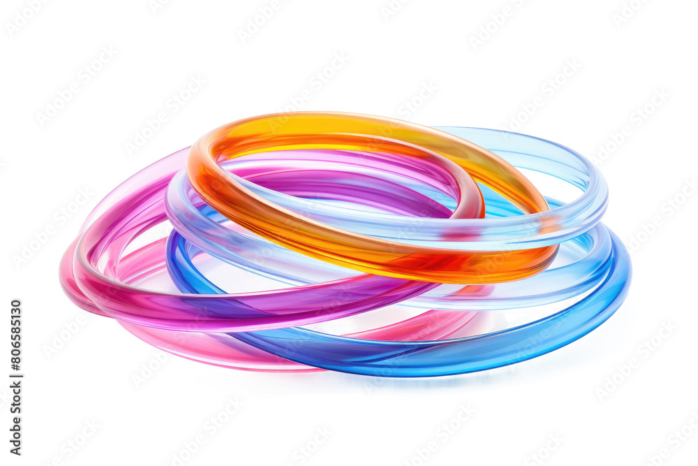 Rainbow Dance: A Stack of Vibrant Bracelets on White or PNG Transparent Background. Rainbow Dance: A Stack of Vibrant Bracelets on White or PNG Transparent Background.