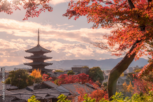 The Yasaka Pagoda(Hokanji), is a popular tourist attraction, the Yasaka Pagoda, is a Buddhist pagoda located in Kyoto, Japan.  