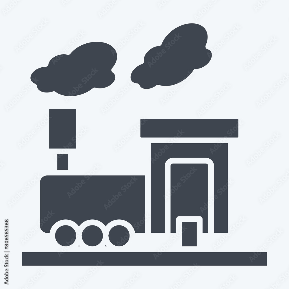 Icon Train Smoke. related to Train Station symbol. glyph style. simple design illustration Icon Train Smoke. related to Train Station symbol. glyph style. simple design illustration