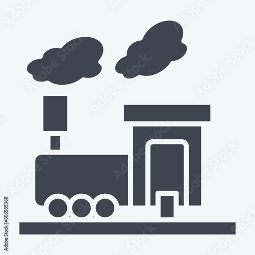 Icon Train Smoke. related to Train Station symbol. glyph style. simple design illustration