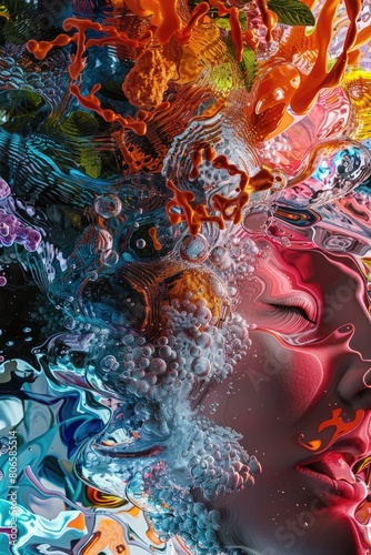 Vivid abstract depiction of acid reflux distress and relief