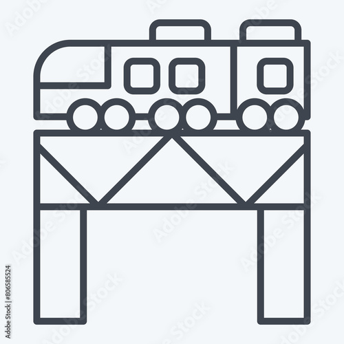 Icon Bridge Over The River Train. related to Train Station symbol. line style. simple design illustration
