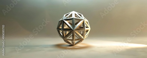 A floating polyhedron in a colorless space, rotating slowly to emphasize its symmetry photo