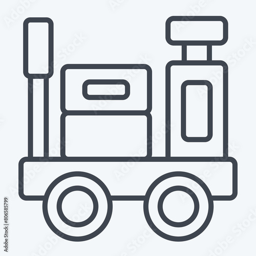 Icon Luggage Trolley. related to Train Station symbol. line style. simple design illustration