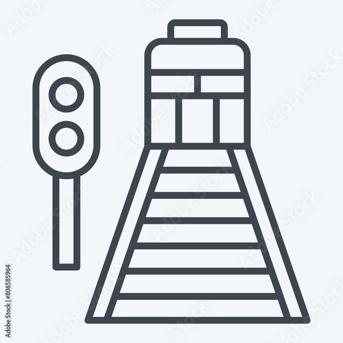 Icon Railway. related to Train Station symbol. line style. simple design illustration
