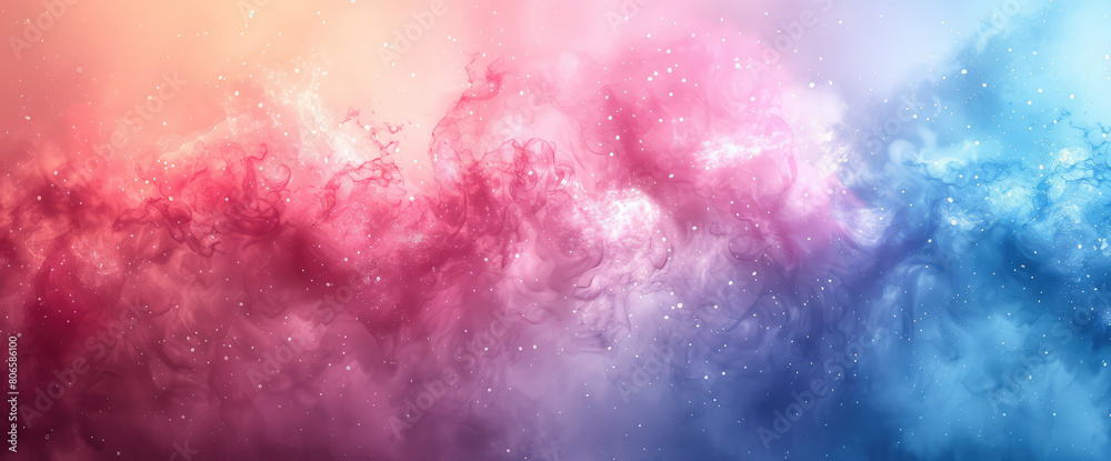 Abstract background with colourful smoke and fog, pink blue purple red sky. Created with Ai