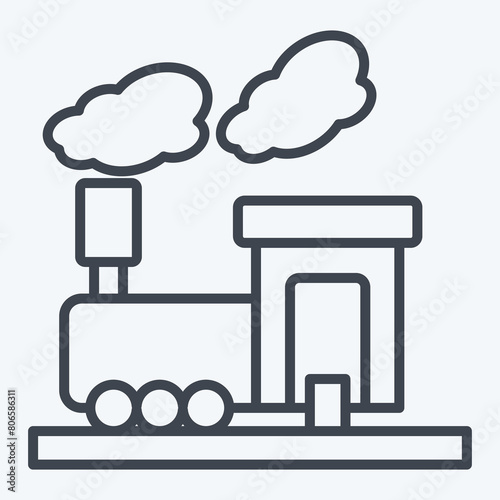 Icon Train Smoke. related to Train Station symbol. line style. simple design illustration