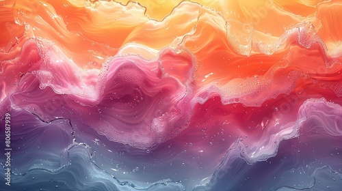 Abstract texture colorful background of liquid water. 3d rendering