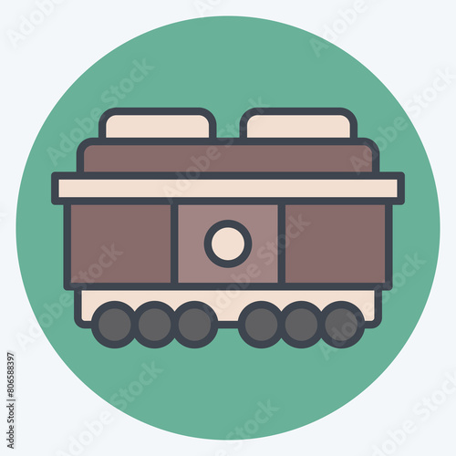 Icon Freight Car. related to Train Station symbol. color mate style. simple design illustration