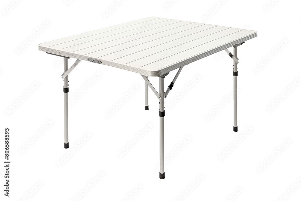 Ethereal Elegance: A White Folding Table in a Blank Canvas on White or PNG Transparent Background. Ethereal Elegance: A White Folding Table in a Blank Canvas on White or PNG Transparent Background.