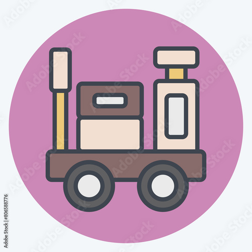 Icon Luggage Trolley. related to Train Station symbol. color mate style. simple design illustration